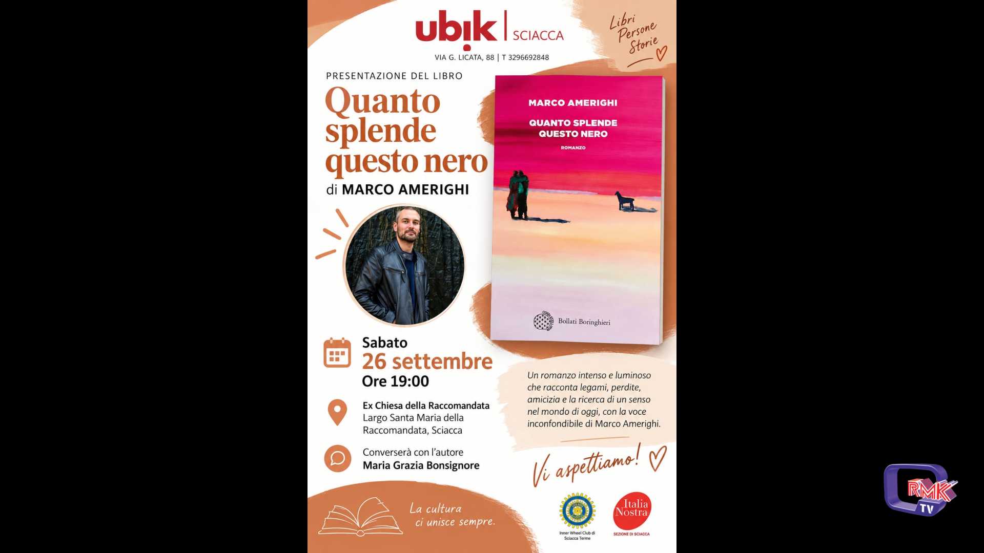 Libri. Oggi alla Raccomandata Marco Amerighi presenta 'Quanto splende questo nero'